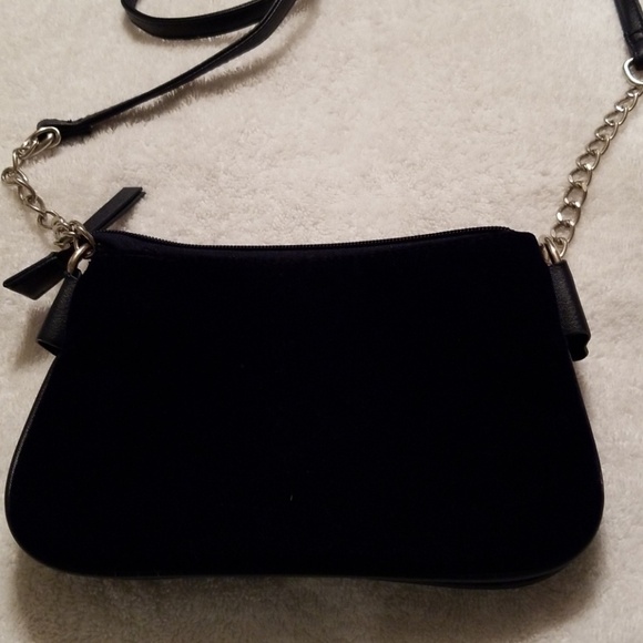 Nicole Miller Suzie bag Quilted studded & chained Navy Velvet Mini crossbody - Picture 11 of 17